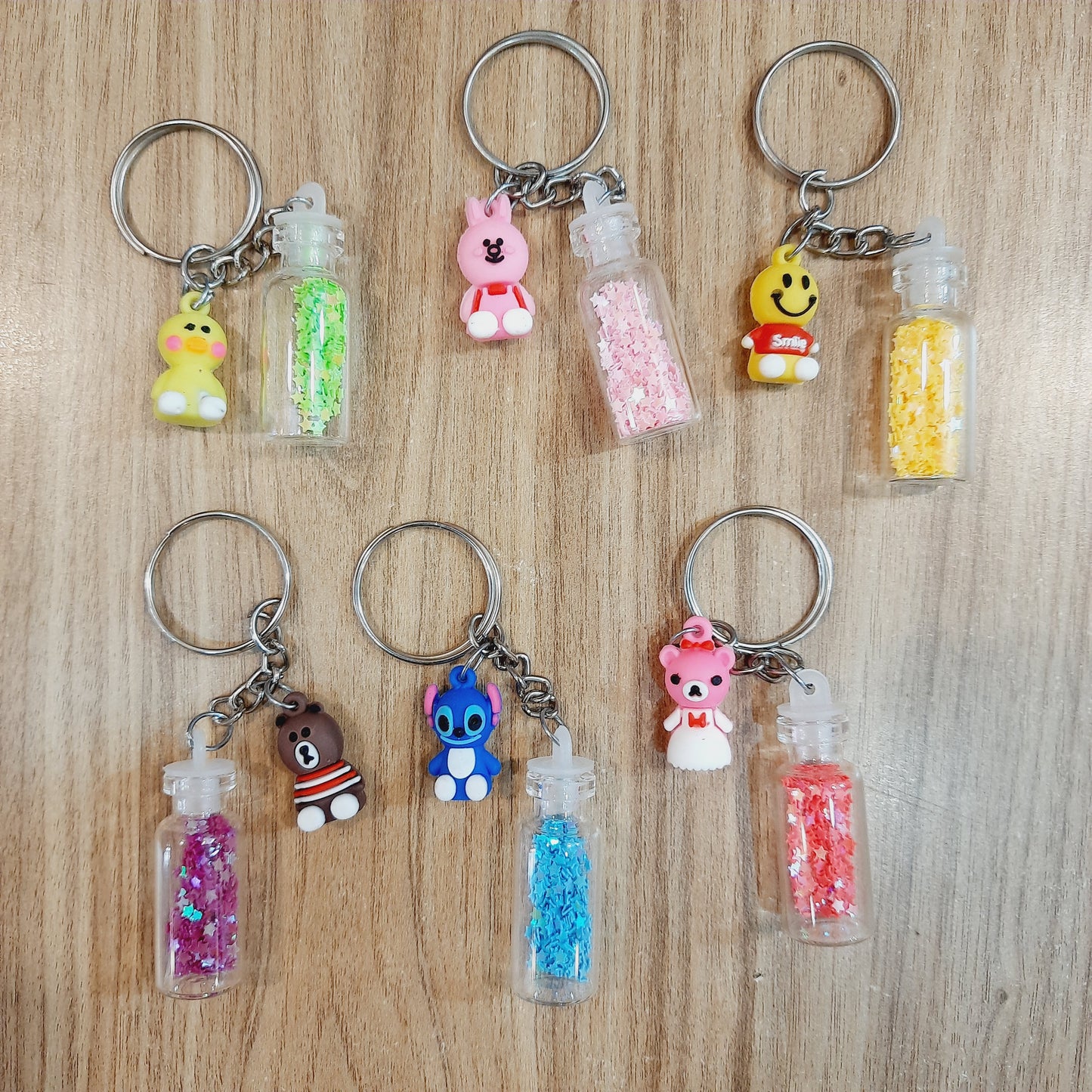 Teddy With Bottle Keychain (random color)