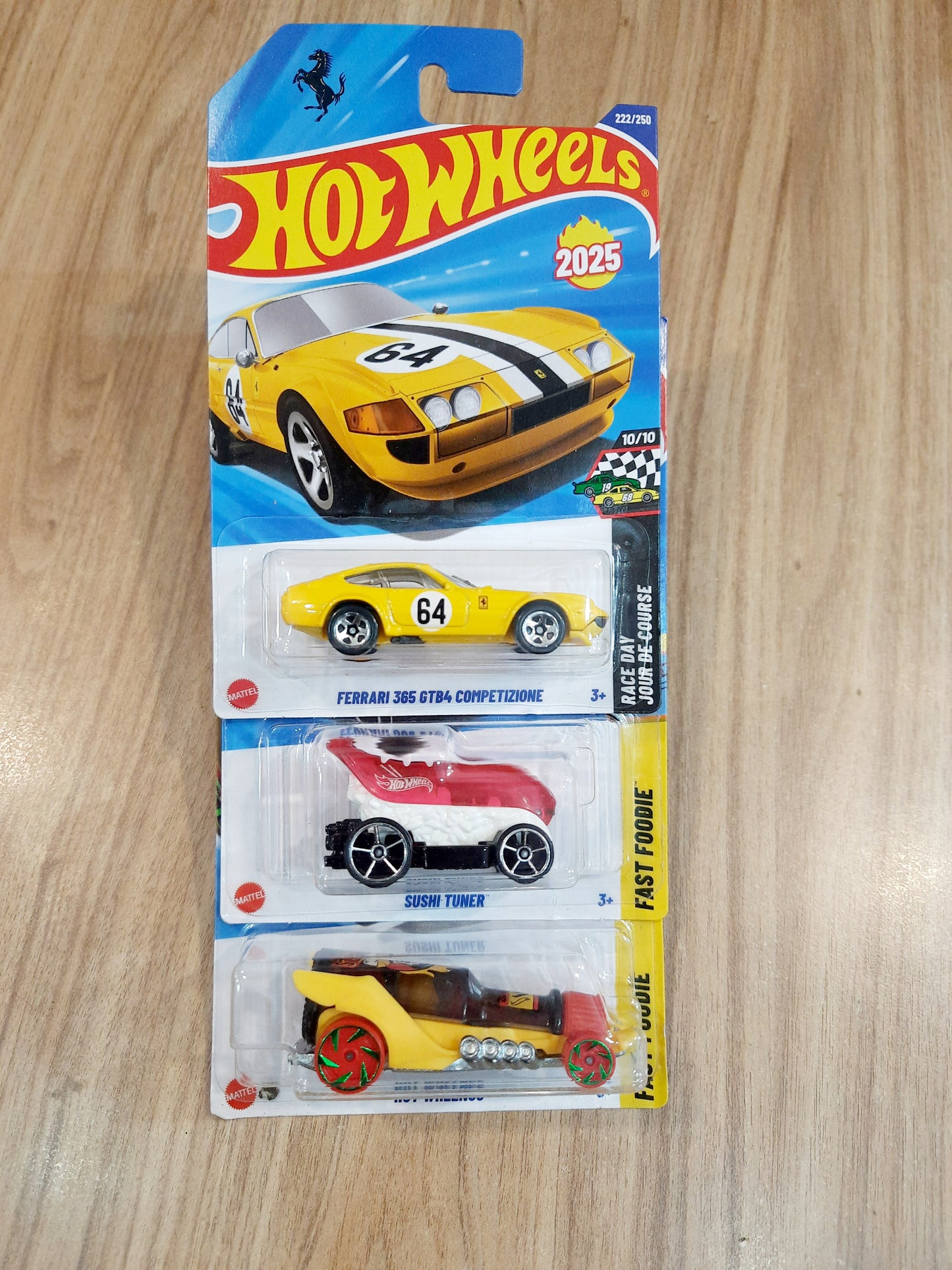 Hot Wheels Ferrari 365 GTB4 Competizione, Sushi Tuner & Hot Wheengs (combo pack of 3)
