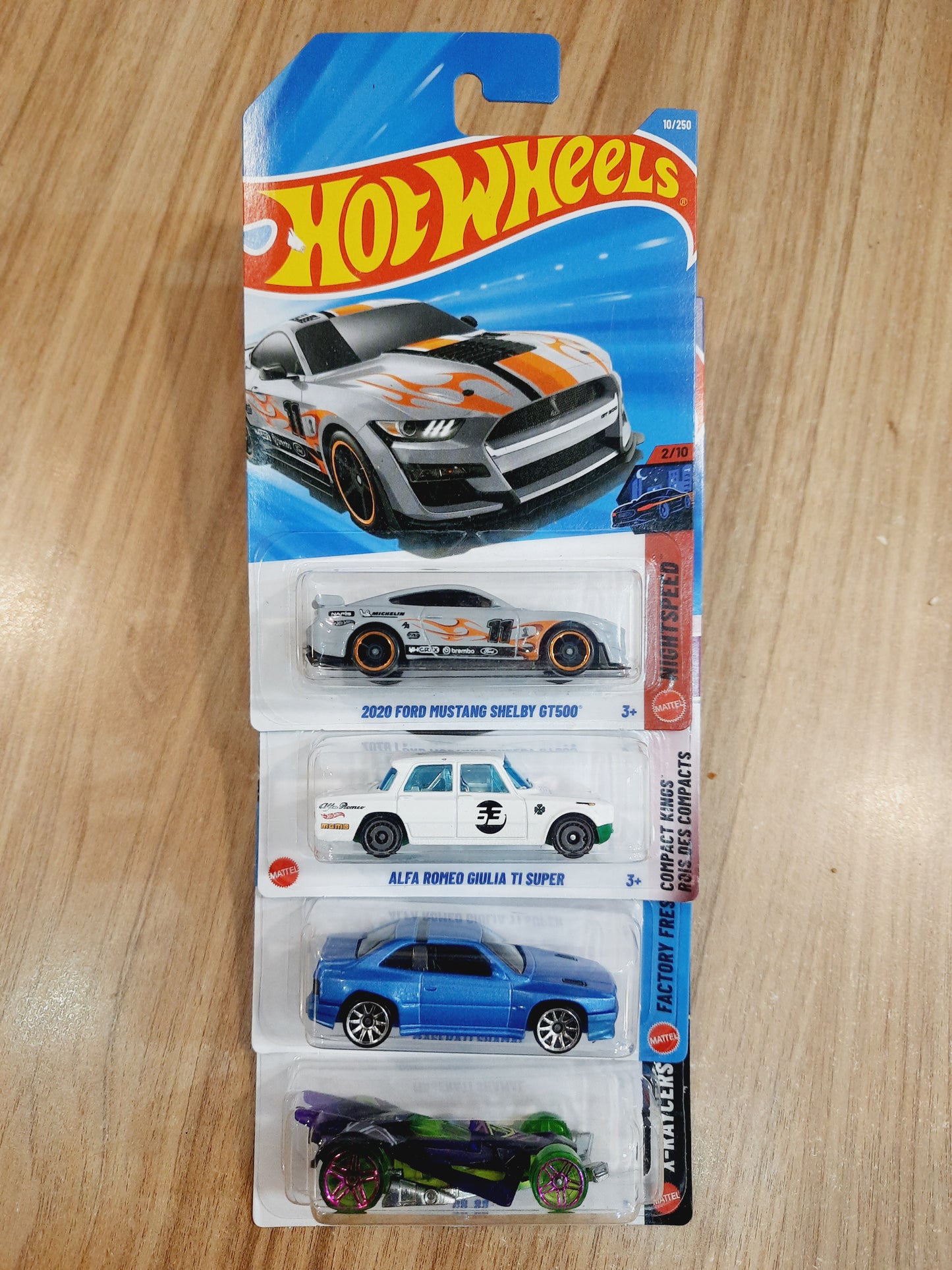 Hot Wheels 2020 Ford Mustang Shelby Gt500, Alfa Romeo Giulia TI Super, Maserati Shamal & Rd-06 (combo pack of 4)