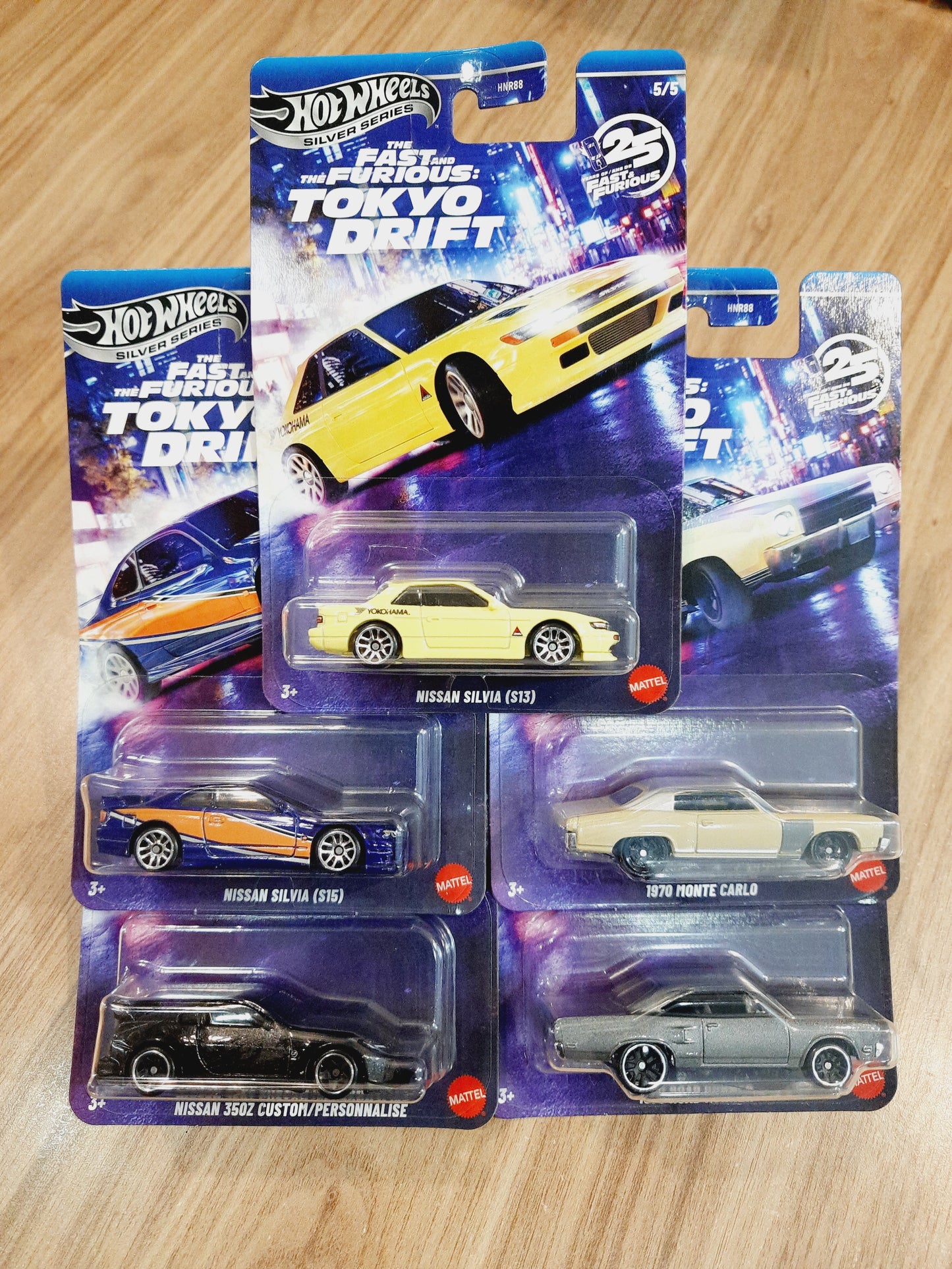 (Creased Cards) Hot Wheels Silver Series The Fast & The Furious Tokyo Drift (set of 5 cars) HNR88