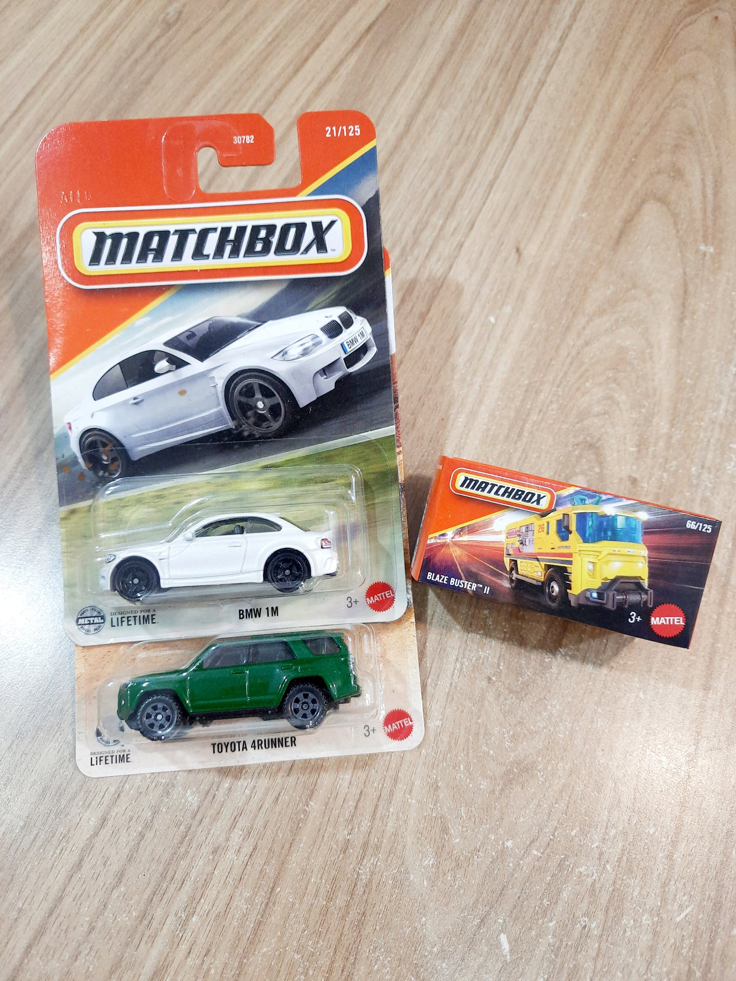 (Creased Cards) Matchbox BMW 1M, Toyota 4Runner & Blaze Buster ll