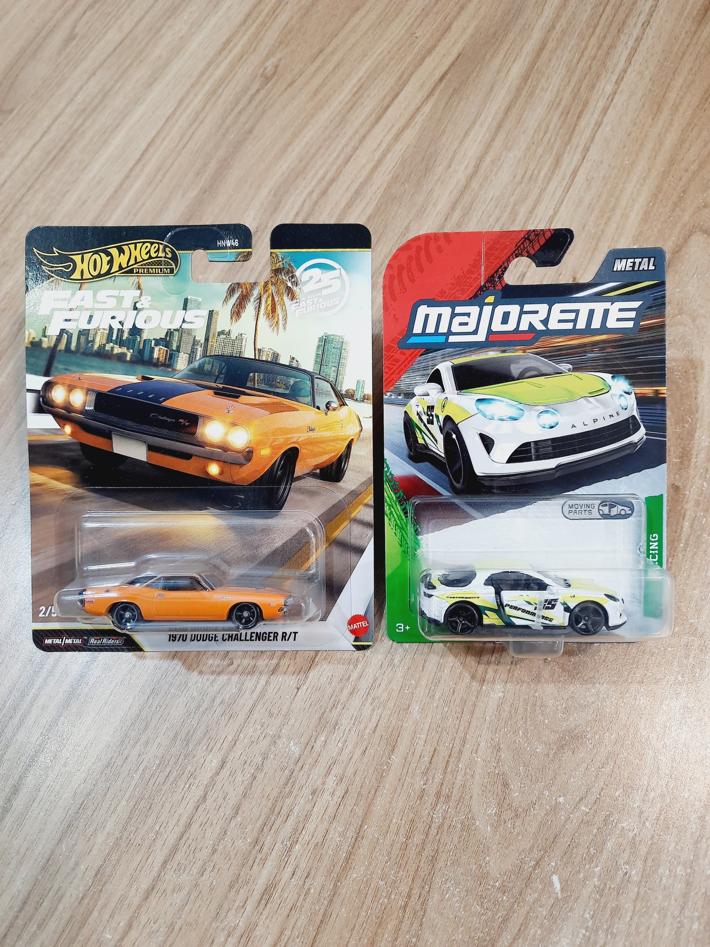 Hot Wheels Premium 1970 Dodge Challenger R/T & Majorette Alpine A110 R