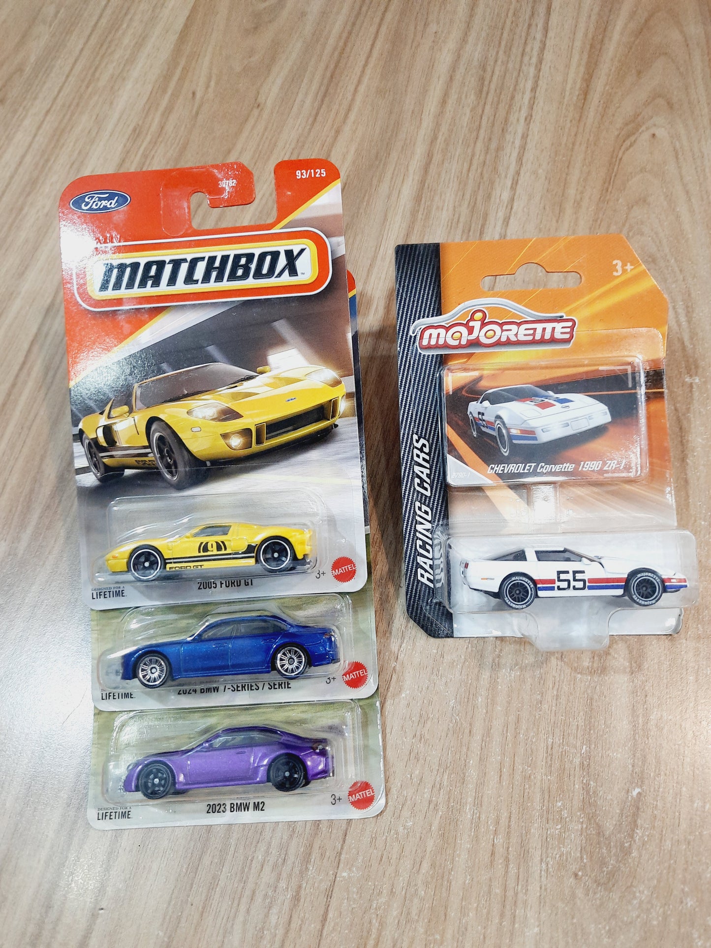 Matchbox 2024 BMW 7 Series, 2023 Bmw M2, 2005 Ford GT & Majorette Racing Chevrolet Corvette 1990 ZR 1