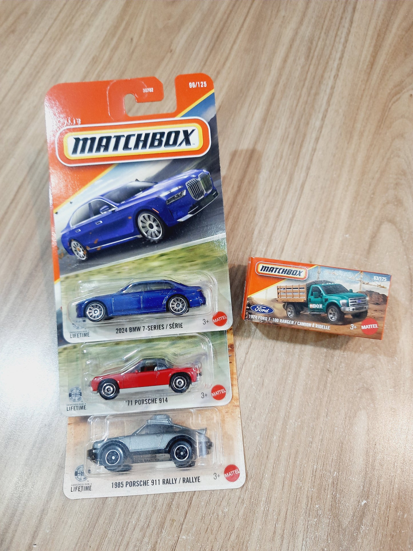 Matchbox 1985 Porsche 911 Rally, 71 Porsche 914, 2024 BMW 7 Series & 1974 Ford F 100 Ranger