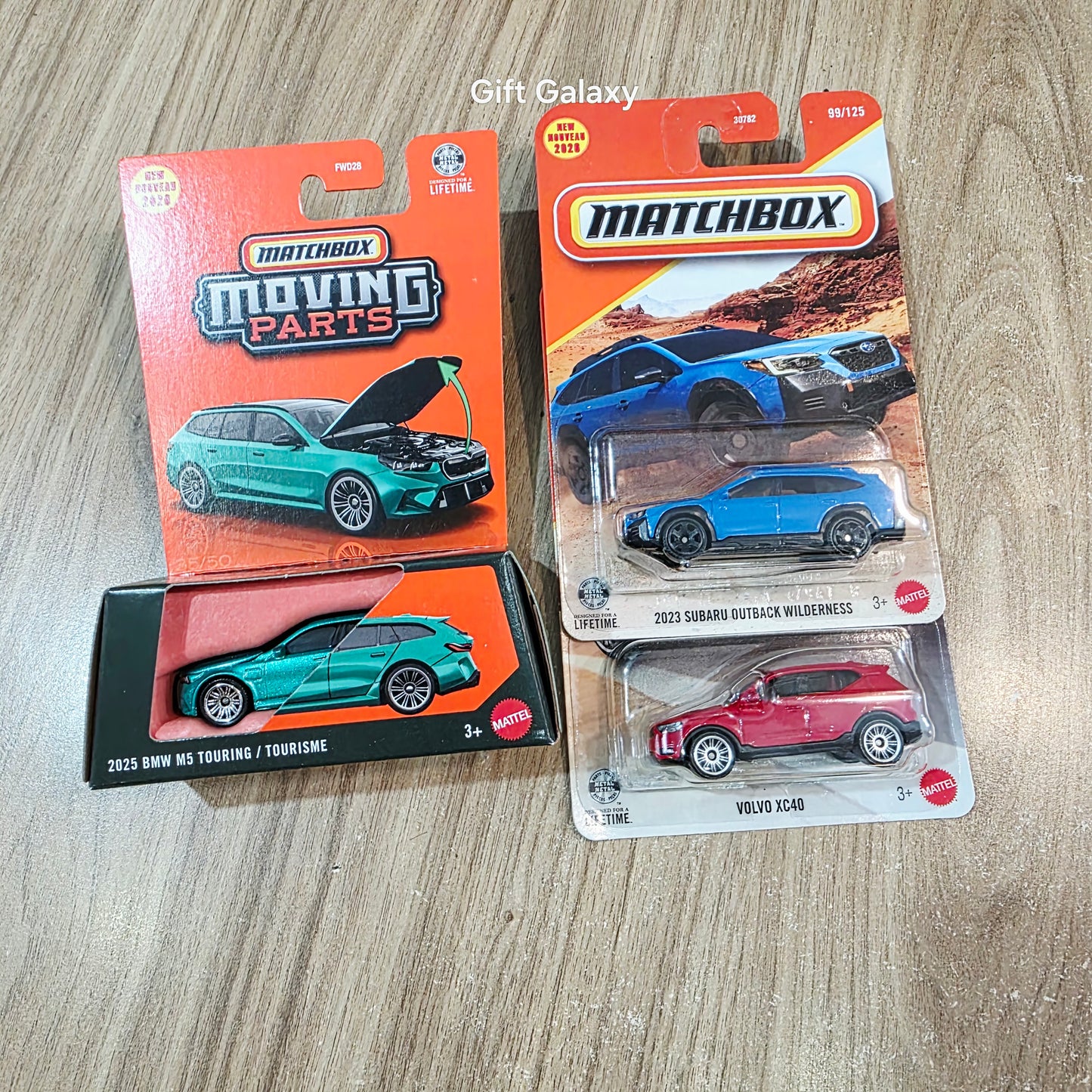 Matchbox Moving Parts 2025 BMW M5 Touring, 2023 Subaru Outback Wilderness & Volvo XC40