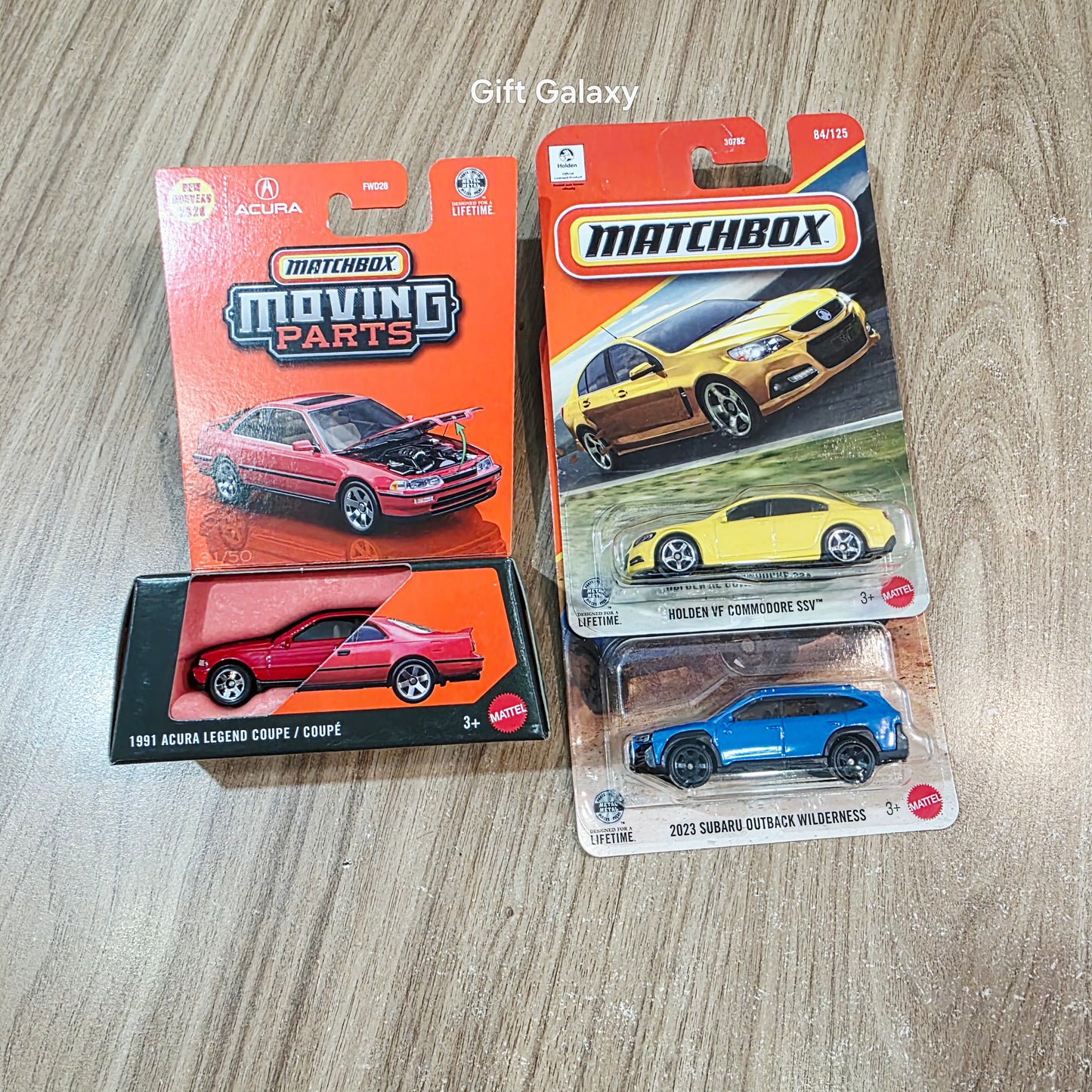 Matchbox Moving Parts 1991 Acura Legend Coupe, 2023 Subaru Outback Wilderness & Holden VF Commodore SSV