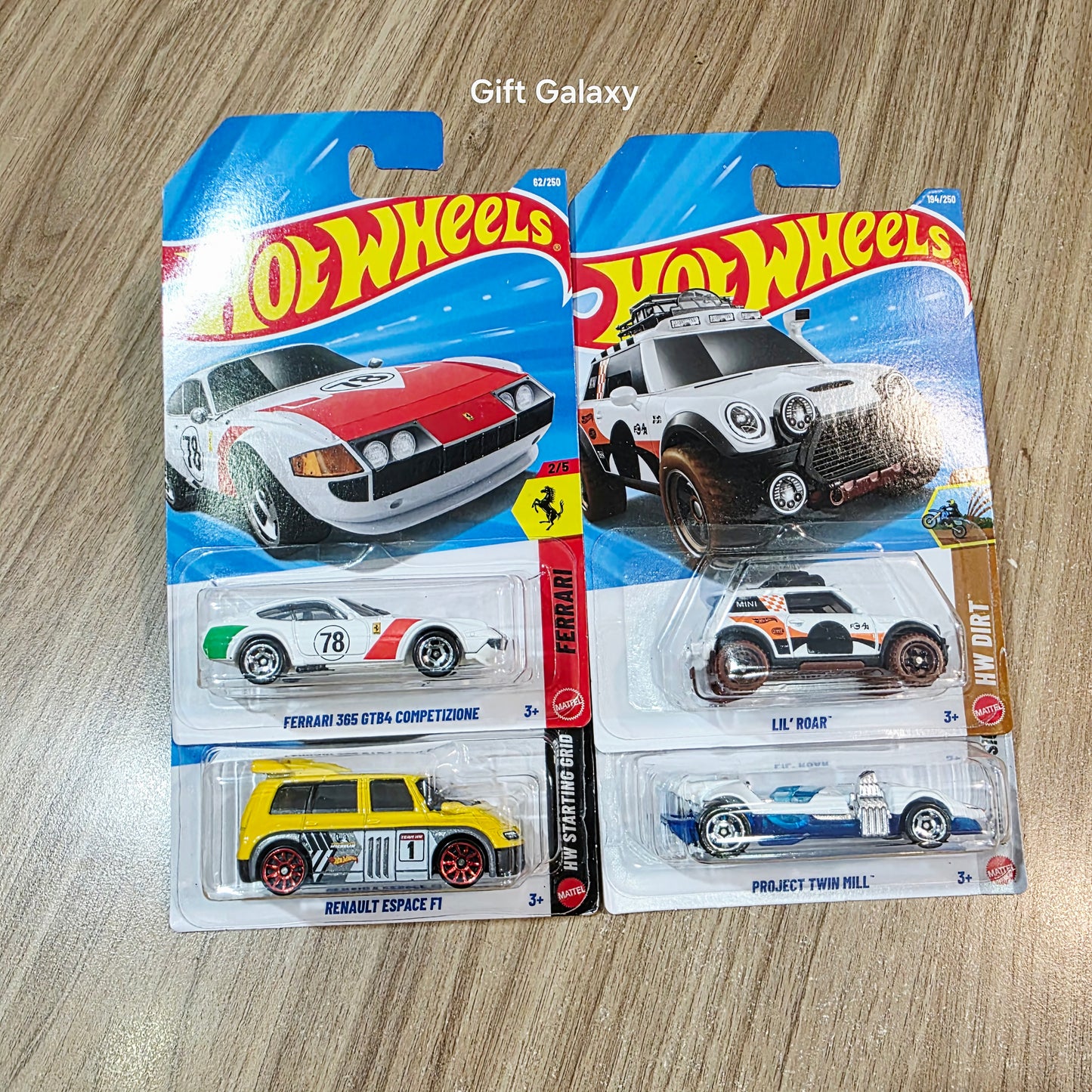 Hot Wheels Ferrari 365 GTB4 Competizione, Lil Roar, Project Twin Mill & Renault Espace F1