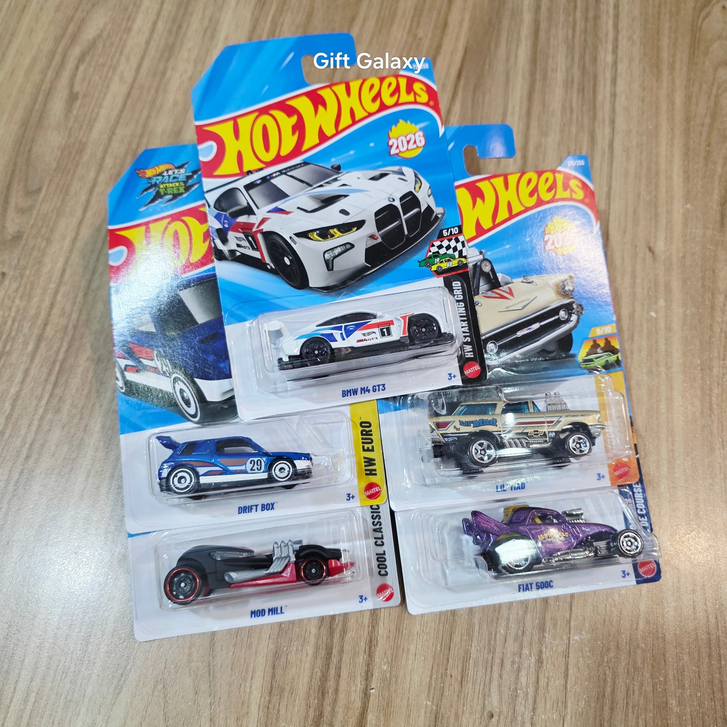 Hot Wheels BMW M4 GT3, Drift Box, Mod Mill, Lil Mad & Fiat 500C