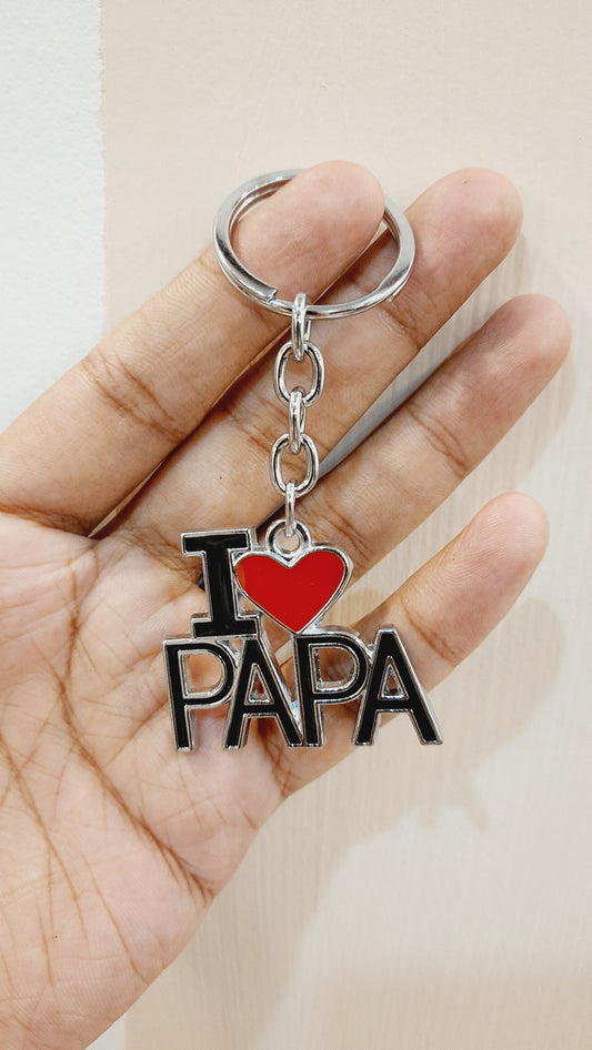 I Love Papa Metal Keychain