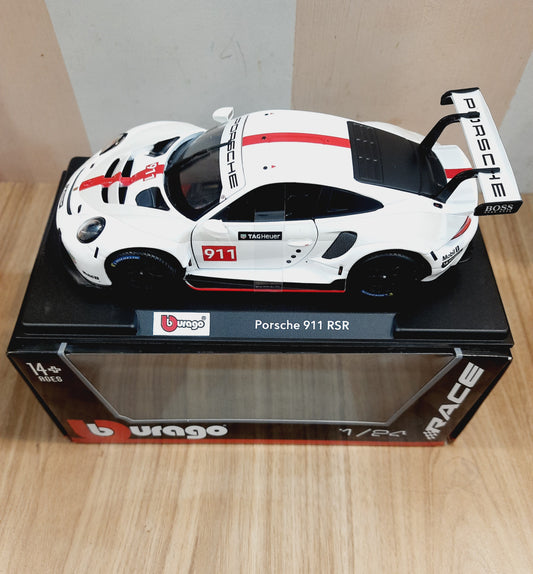 Bburago Porsche 911 RSR (White) Diecast Scale Model 1:24