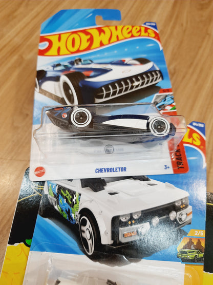 Hot Wheels Treasure Hunt Chevroletor, Track Dwagon, Party Wagon (combo pack of 3)
