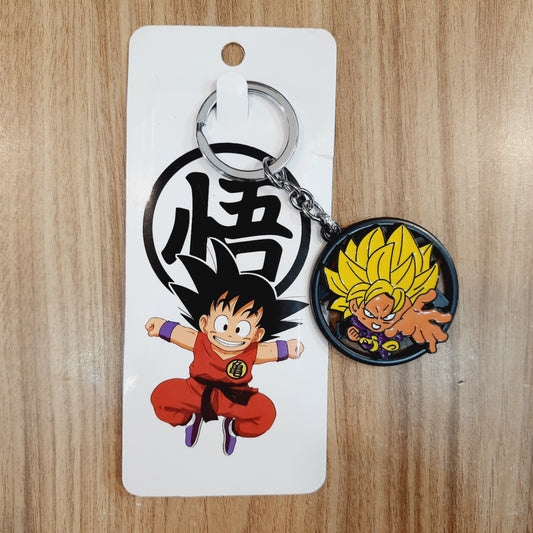 Dragon Ball Son Goku Yellow Blonde Hair Revolving Anime Metal Keychain