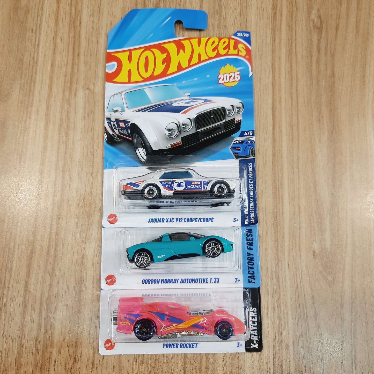 Hot Wheels Jaguar XJC V12 Coupe, Gordon Murray Automotive t.33 & Power Rocket (combo pack of 3)
