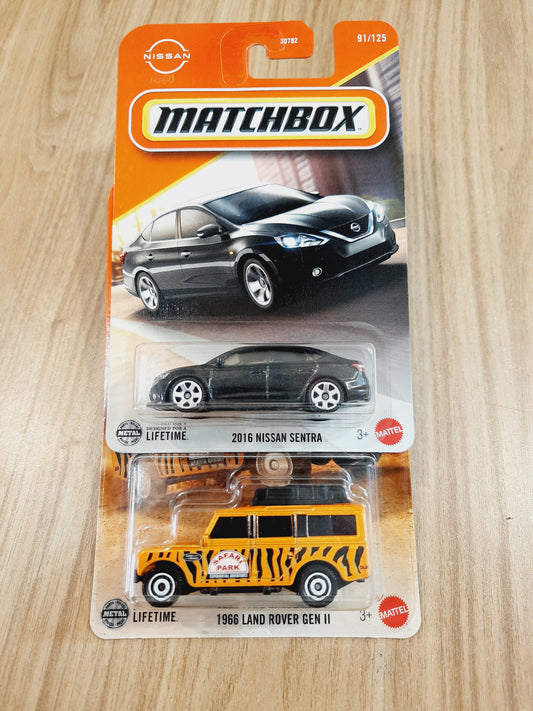 Matchbox 2016 Nissan Sentra & 1966 Land Rover Gen II (Combo pack of 2)- 30782
