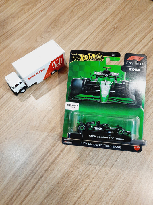 Hot Wheels Premium Formula 1 2024 - KICK Sauber F1 Team (#24) & Sakura Sprinter (Combo of 2) - HRV11