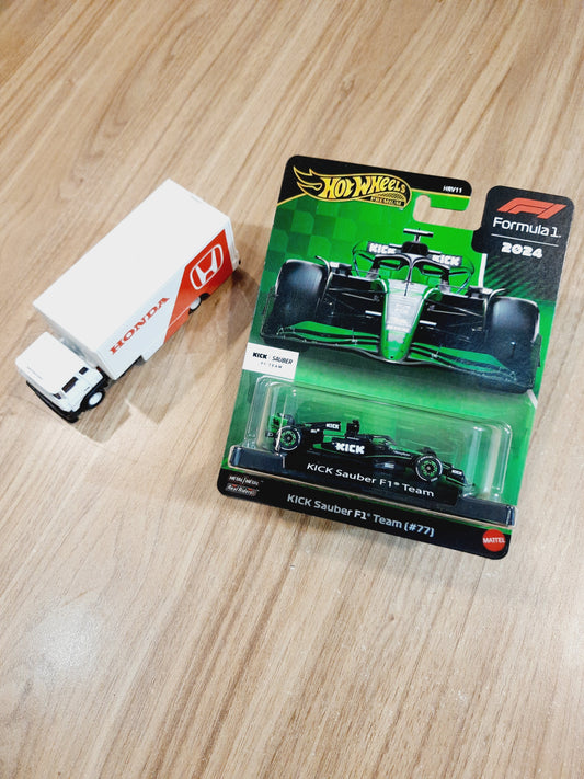 Hot Wheels Premium Formula 1 2024 - KICK Sauber F1 Team (#77) & Sakura Sprinter (Combo of 2) - HRV11