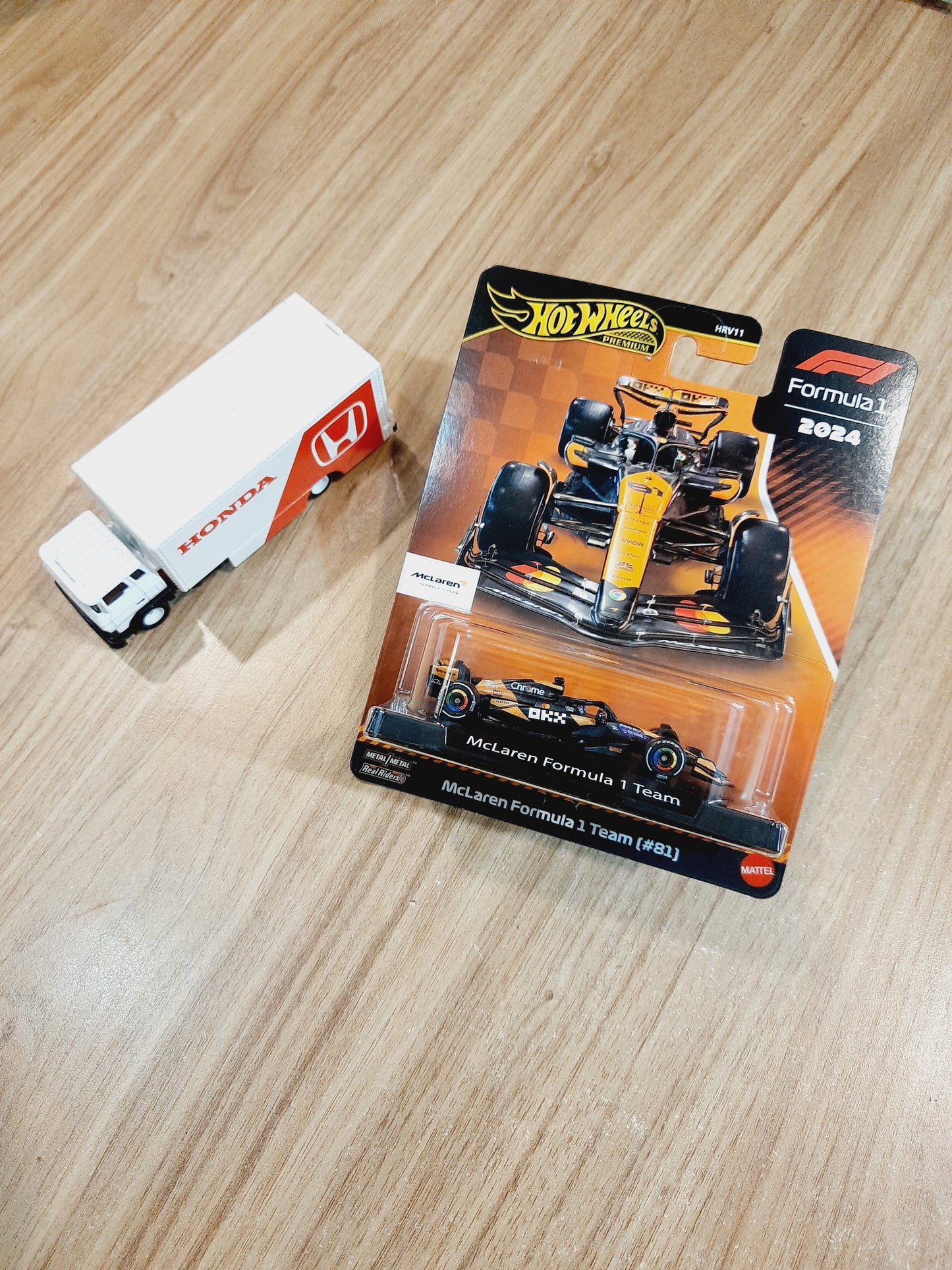 Hot Wheels Premium Formula 1 2024 - McLaren Formula 1 Team (#81)  & Sakura Sprinter (Combo of 2) HRV11