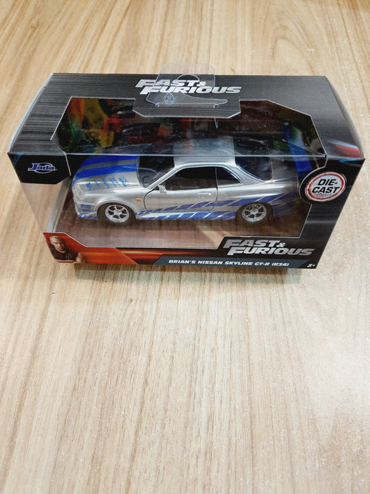 Jada Brian's Nissan Skyline GT-R (R34) Fast and Furious Diecast Scale Model 1:32