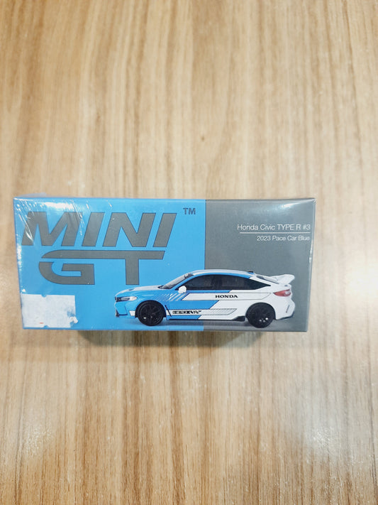 Honda Civic Type R #3 – 2023 Pace Car Blue Diecast Scale Model | Mini GT 1:64 JDM Collectible