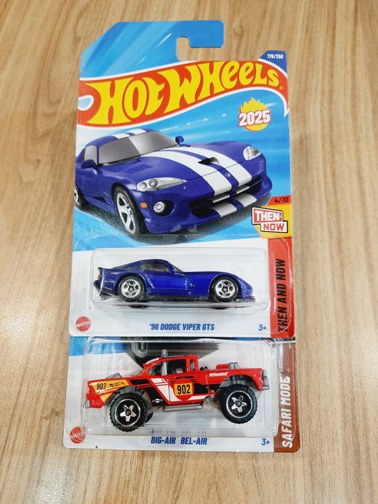 (Imported) Hot Wheels 96 Dodge Viper GTS & Big Air Bel Air (combo pack of 2)