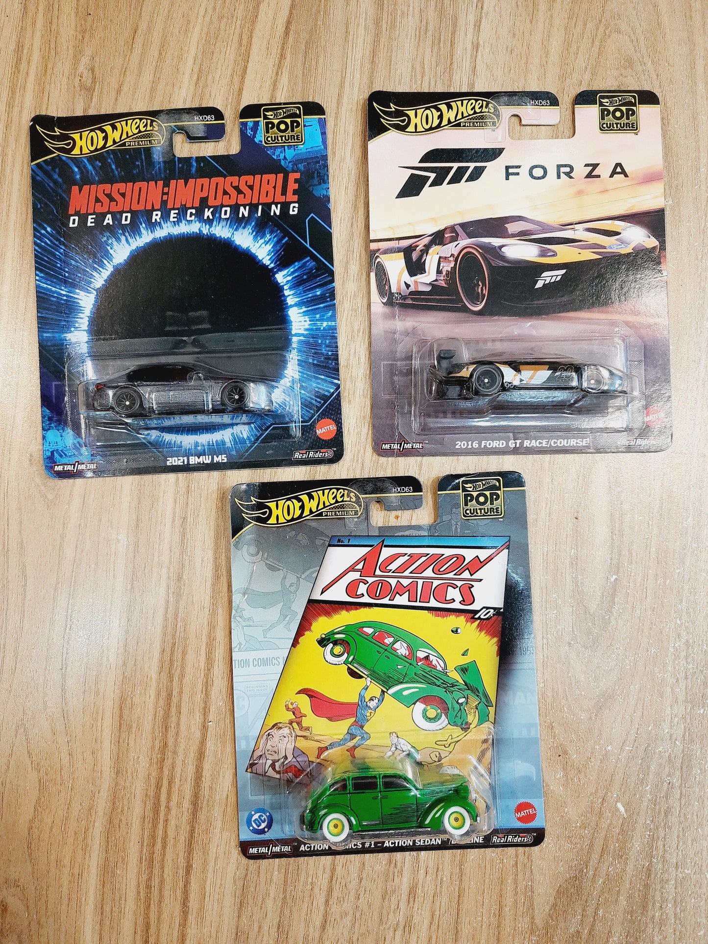 (Cards are Bent) Hot Wheels Premium Pop Culture (HXD63) Combo Pack of 3 | Diecast Collectible Set