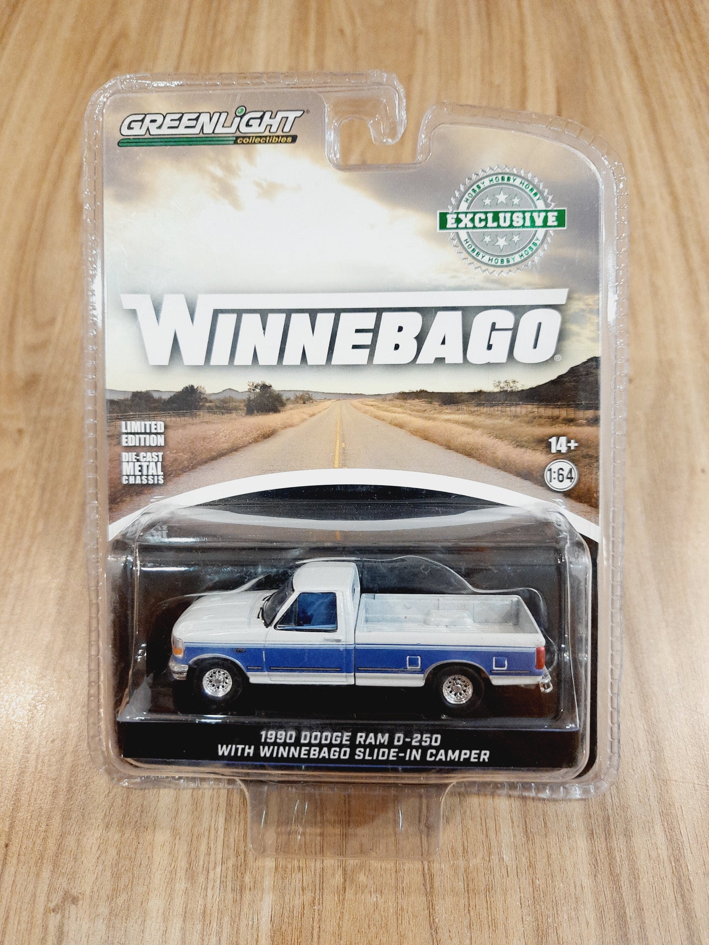 1990 Dodge Ram D 250 With Winnebago Slide in Camper Greenlight 1:64 Diecast Scale Model Car