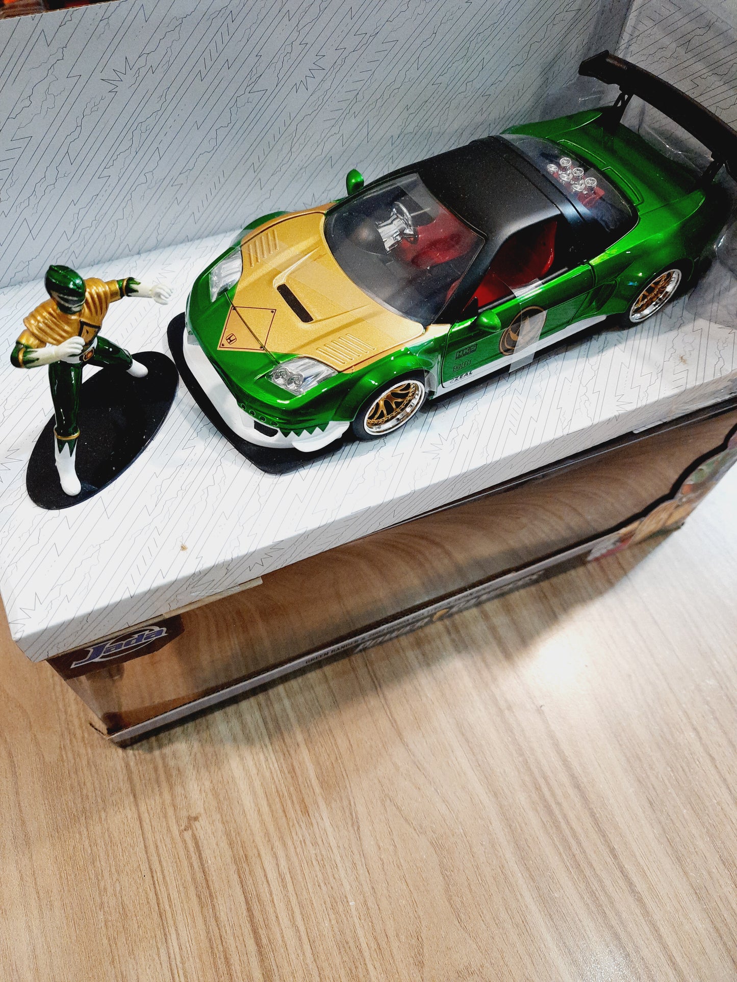 (Outer Box Damaged) Jada Green Ranger & 2002 Honda Nsx Type R Japan Spec 1:24 Power Rangers Diecast Scale Model Car