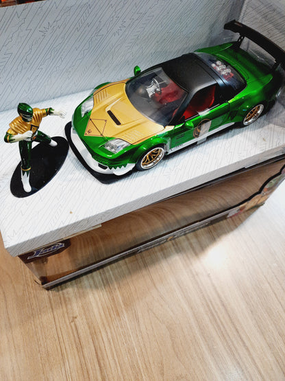 (Outer Box Damaged) Jada Green Ranger & 2002 Honda Nsx Type R Japan Spec 1:24 Power Rangers Diecast Scale Model Car
