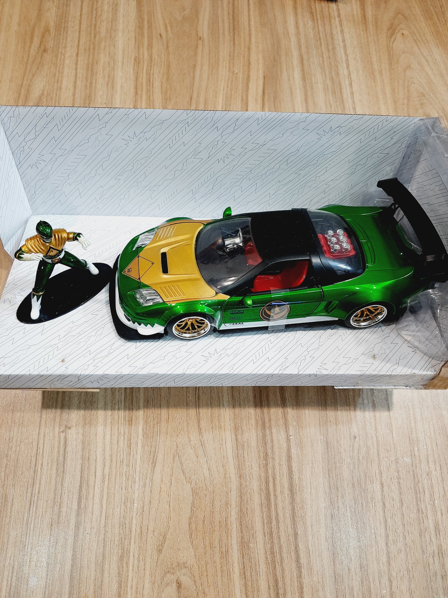 (Outer Box Damaged) Jada Green Ranger & 2002 Honda Nsx Type R Japan Spec 1:24 Power Rangers Diecast Scale Model Car