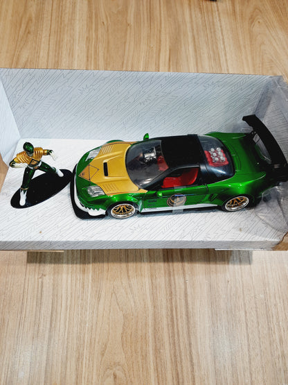 (Outer Box Damaged) Jada Green Ranger & 2002 Honda Nsx Type R Japan Spec 1:24 Power Rangers Diecast Scale Model Car