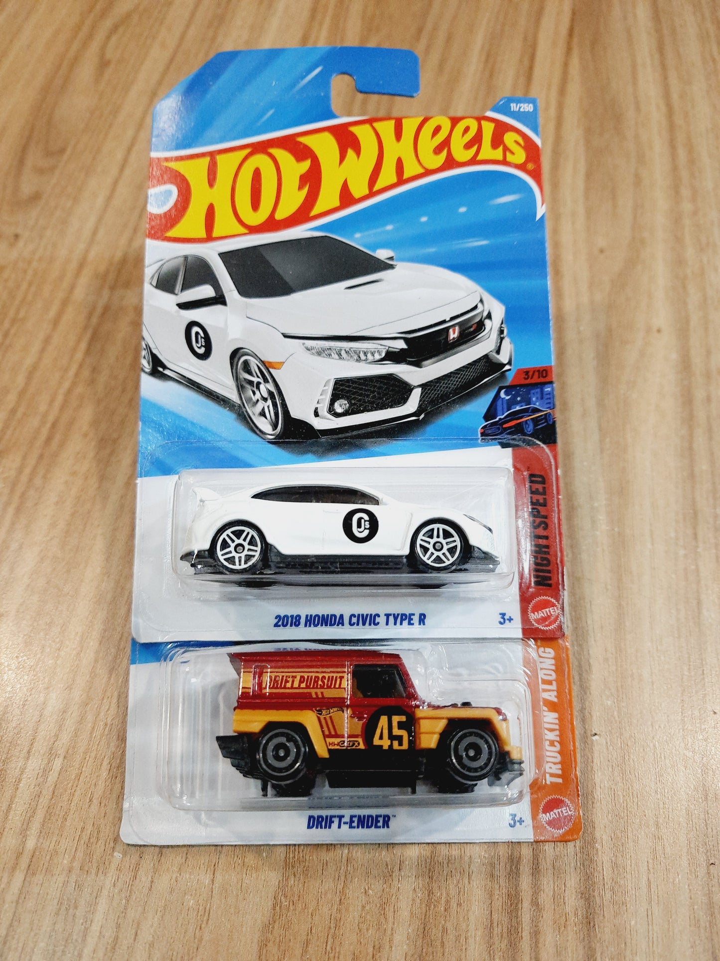 (Imported) Hot Wheels 2018 Honda Civic Type R & Drift Ender (combo pack of 2)