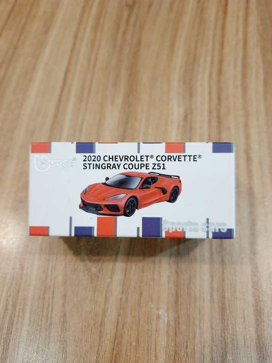 Bburago Porsche 2020 Chevrolet Corvette Stingray Coupe Z51 1:64 Licensed Diecast Scale Model Car