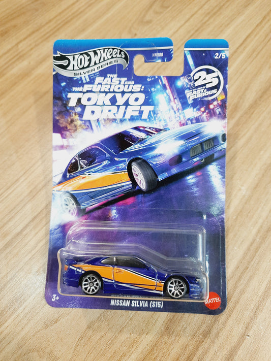 (Creased Card) Hot Wheels Silver Series Nissan Silvia (S15) | The Fast & The Furious Tokyo Drift HNR88