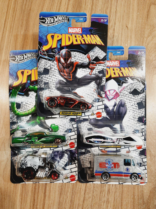 Hot Wheels Spider Man Silver Series (set of 5 cars) GDG83