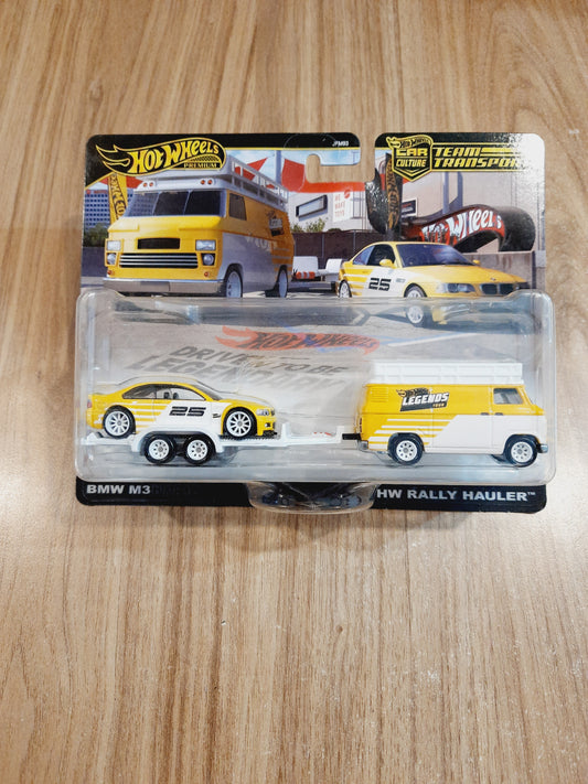 Imported Hot Wheels Team Transport BMW M3 & HW Rally Hauler – Premium Diecast Car Set