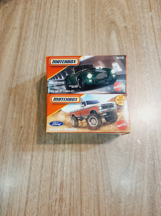 Matchbox 1965 Shelby Cobra 427 & 1974 Ford F 100 Ranger Diecast Scale Model