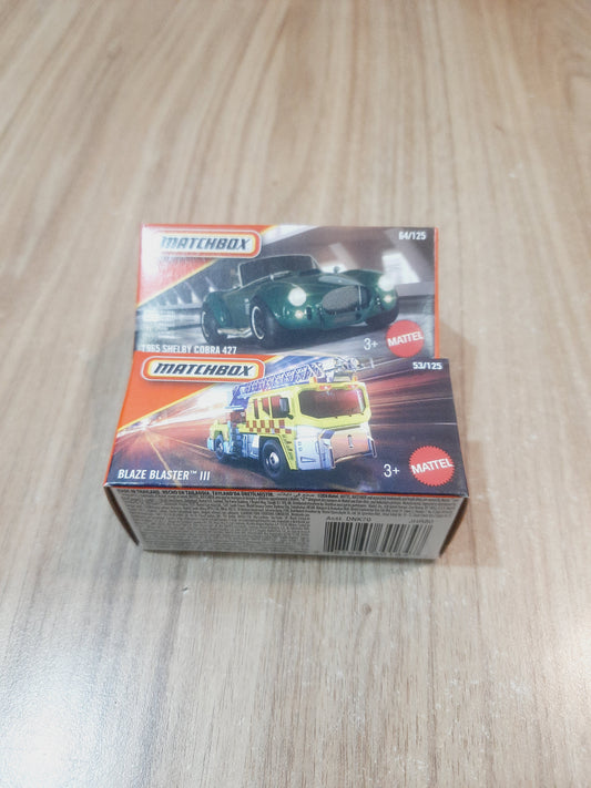 Matchbox 1965 Shelby Cobra 427 & Blaze Blaster III Diecast Scale Model