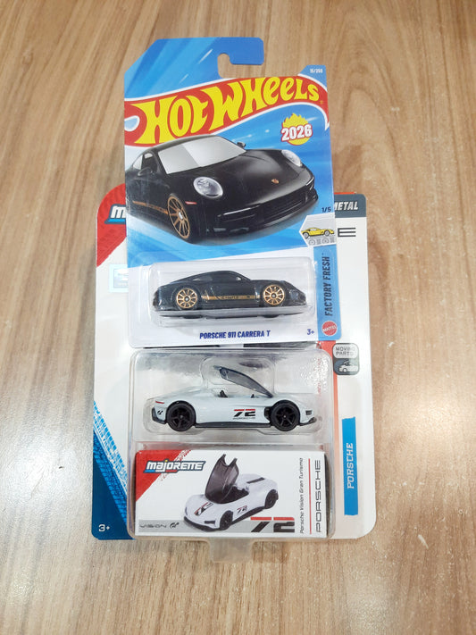 Hot Wheels Porsche 911 Carrera T & Majorette Porsche Vision Gran Turismo