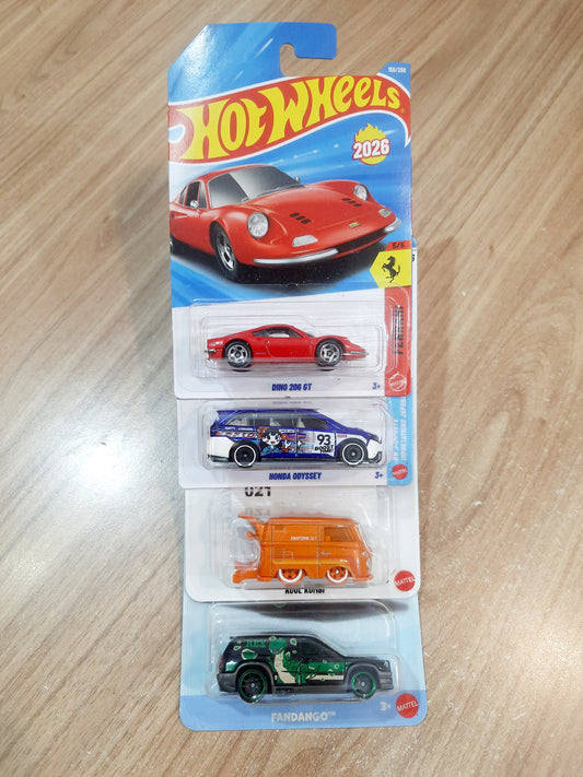 Hot Wheels Dino 206 GT, Honda Odyssey, Pantone Kool Kombi & Fandango