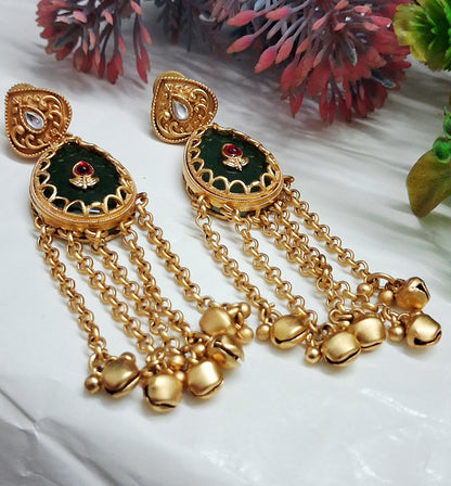Temple Style Dangle Earrings for Women | Traditional Gold Plated Jhumka | Ethnic Jewellery Under ₹299