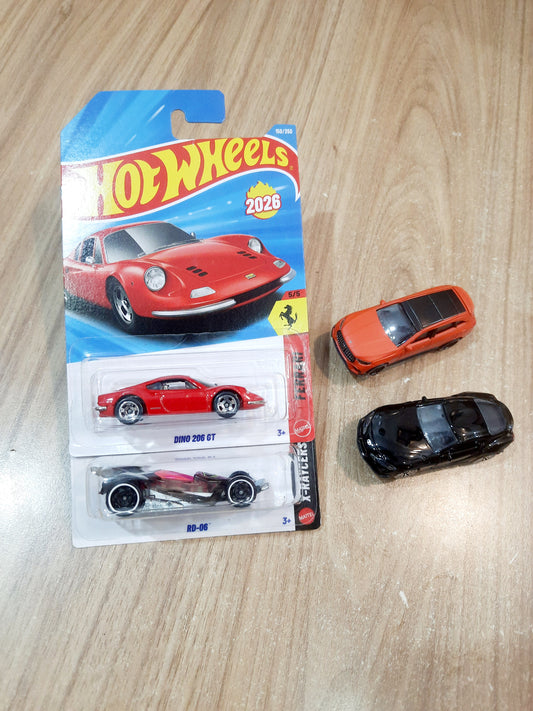 Hot Wheels Dino 206 GT, Rd 06, Toyota GR Supra & Mercedes Amg Glc 63 S E Performance