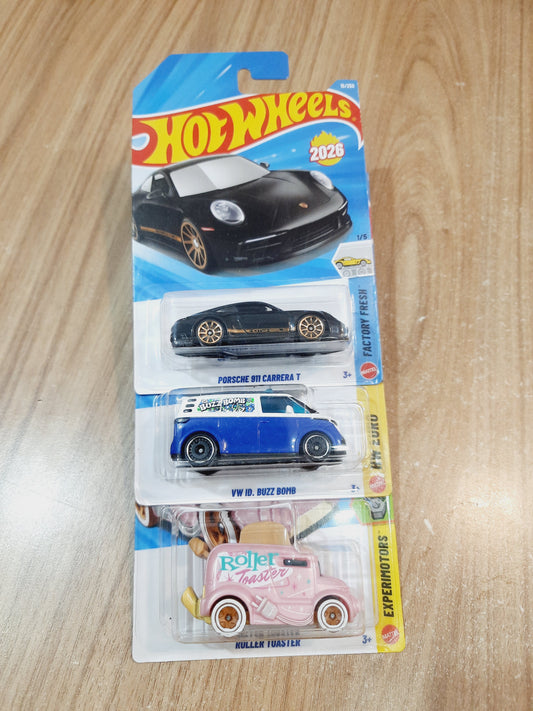 Hot Wheels Porsche 911 Carrera T, Vw Id Buzz Bomb & Roller Toaster