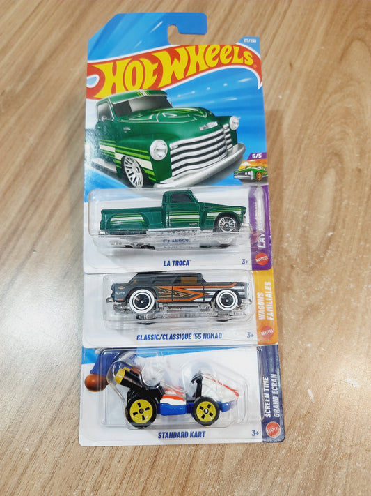 Hot Wheels La Troca, Classic 55 Nomad & Standard Kart