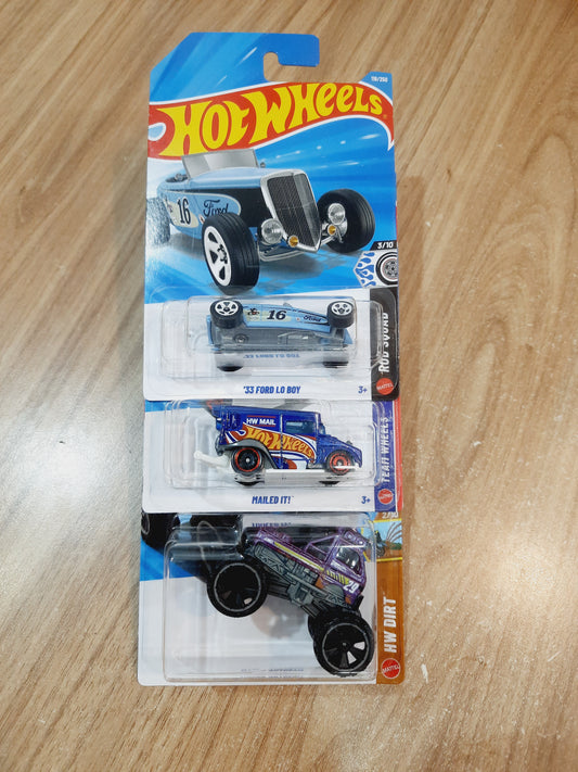 Hot Wheels 33 Ford Lo Boy, Mazda Autozam & Mailed It