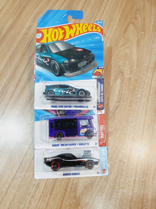 Hot Wheels Honda Civic Custom, Barbie Dream Camper & Rodger Dodger