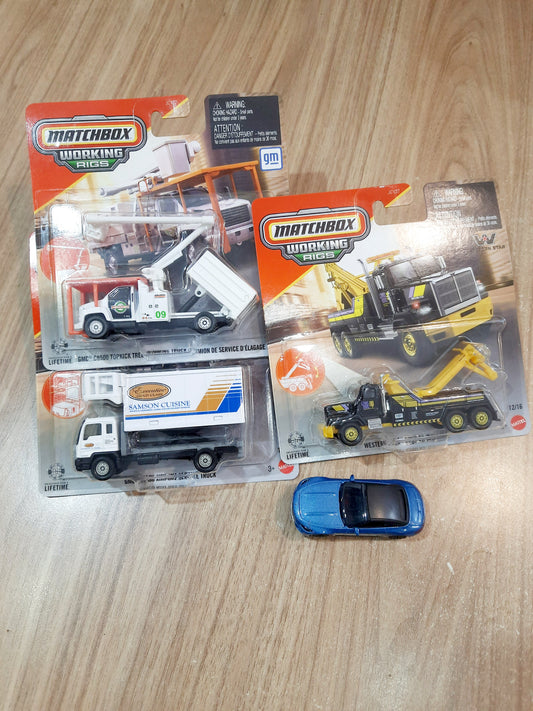 Matchbox GMC C8500 Topkick Tree Trimming Truck, GMC T8500 Airport Service Truck, Western Star 6900 XD Wrecker & Metal Mercedes Amg SL 63