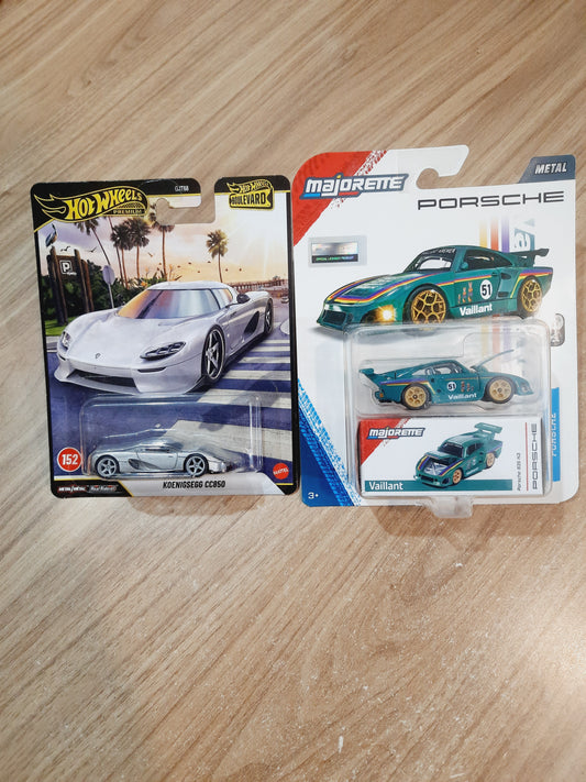 Hot Wheels Premium Koenigsegg CC850 & Majorette Porsche 935 K3