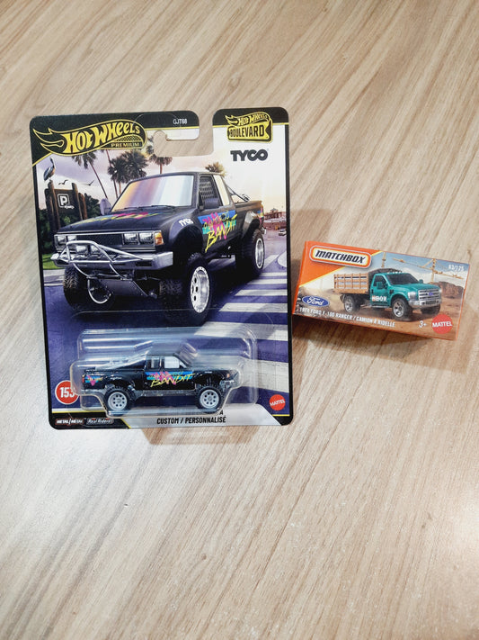 Hot Wheels Premium Datsun King Cab Baja Custom & Matchbox Truck