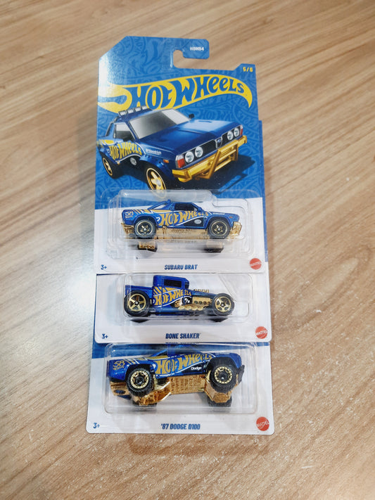Hot Wheels 58th Anniversary 87 Dodge D100, Subaru Brat & Bone Shaker Combo