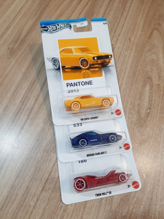 Hot Wheels Silver Series Pantone 69 Copo Camaro, Nissan Fairlady Z & Twin Mill III (pack of 3) JKY47